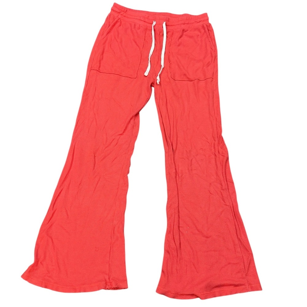 Flaws Marine Layer Luxe Waffle Knit Pants Women's Size Medium Bittersweet Red